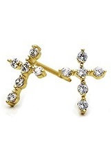 superb small safety-back gold baby cross earrings